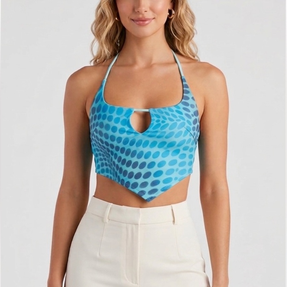 OH POLLY Asymmetrical Hippie Dot Halter Top
